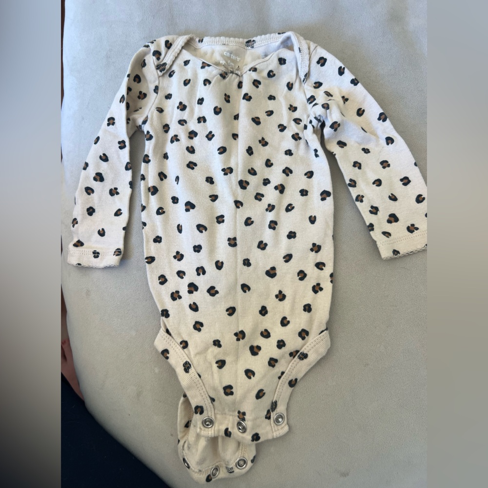 Carter's Cream and Black Long Sleeve Onesie
